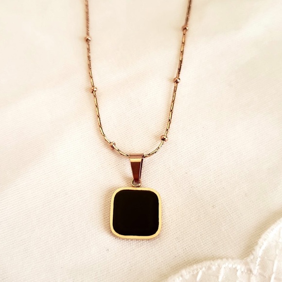 GP Black Square Necklace - Picture 3 of 4